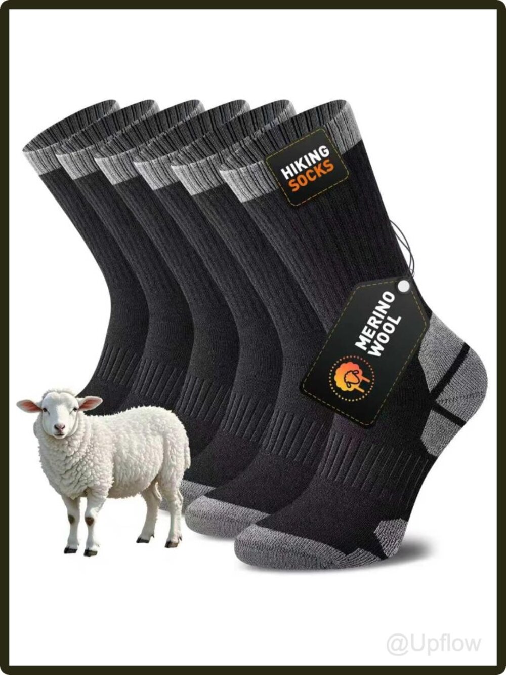 Men's Merino Wool Hiking Crew Socks Thick Cushioned Anti-Blister 3 Pack